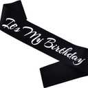 It's My Birthday Sash, Silver Foil Letter Black Birthday Sash for Women or Men Bday Party Supplies, Gifts for Bday Party Favors