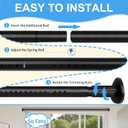 Tension Curtain Rod 51-126 Inch, Long Curtain Rod No Drilling for Window or Bathroom, Outdoor Curtain Rods for Patio Tension Rods, Easy to Install, Never Rust, Rod Diameter 1.26 Inches - Black