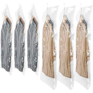 Hanging Vacuum Storage Bags 6 Pack Space Saver Vacuum Seal Bags, Jumbo and Large, for Seasonal Clothes, Dress, Coat, Closet Organizer with Heavy Duty Hanging Hooks, Reusable & Easy to Use