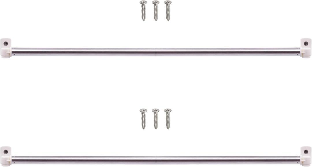 YYST Type A 16" to 39.5" Swivel End Curtain Window Sash Rod for Top & Bottom Doors & Sidelights Petite Caf Sidelight Rods W Screws (White-2)