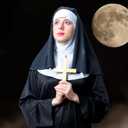 4 Pcs Halloween Nun Costume Accessories for Women, Nun Costume Hat Nun Collar Gold Cross Pendent Necklace Body Paints for Halloween Cosplay Women Fancy Dress Up, Nun Outfit, Halloween Party Props
