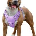 BARKBAY No Pull Dog Harness Large Reflective Dog Harness with Front Clip and Easy Control Handle for Walking Training Running with ID tag Pocket(Violet Purple,L)