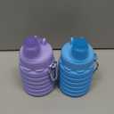 Collapsible Water Bottles Travel water bottle Sports Portable Sport Water Bottle Reusable Water Bottles comes with mountaineering Buckle 500ml silicone Water-proof camping water bottle (Blue+Purple)