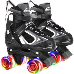 Nattork Kids Roller Skates for Boys Girls,4 Sizes Adjustable Roller Skates with Light up Wheels,Fun Rollerskates for Toddler Kids Beginners Indoor Outdoor Small
