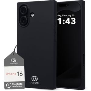 Cocomii - Rectangle Case Compatible with iPhone 16 - Compatible with MagSafe, Soft Touch Silicone, Microfiber Lining, Magnetic Phone Case for iPhone 16 6.1 inch, Black