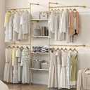 Industrial Pipe Clothing Rack with Shelves | Heavy Duty Adjustable Garment Hanger, 2 Installation Methods Closet Storage System for Wardrobe Organization,80" H x 86" W