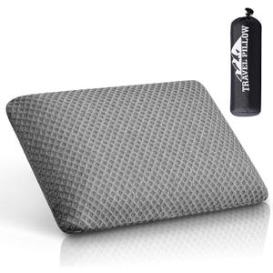 Travel Pillow Memory Foam, Compressible Camping Pillow with Breathable Cover, Medium Firm for Backpacking Hiking Airplane Car, Dark Gray