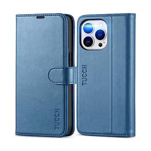 TUCCH Wallet Case for iPhone 13 Pro 5G, [TPU Shockproof Inner Shell], PU Leather [RFID Blocking] Card Holder Magnetic Stand Protective Cover Compatible with iPhone 13 Pro 6.1-inch 2021, Lake Blue