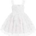 IDOPIP Toddler Baby Girls Butterfly Tutu Dress Summer Sleeveless Princess Butterfly Birthday Party Dresses Pageant Tulle Gown (White)