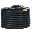 Guitrees 100FT 5/8 Heavy Duty Rubber Garden Hose - 200psi Working, 1000psi Burst - Hot/Cold Water - Five-Layered Braiding for Durability - Versatile for Gardening, Agriculture, Construction(Black)