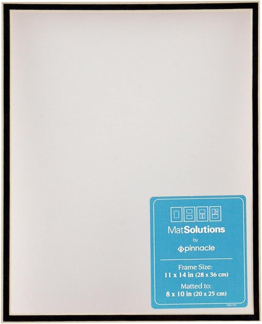 Gallery Solutions White and Black Custom Bevel Cut Double 11x14 8x10 Opening Picture Frame Mat, 8 inches x 10 inches