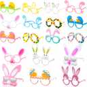 18 Pairs Plastic Easter Glasses for Boys Girls Adult Bunny Chick Funny Eyeglasses for Frame Easter Party Favors Supplies Gift Basket Stuffers