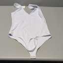 REORIA Butsmooth Womens Sexy Deep V Neck Backless Sleeveless Double Lined Thong Bodysuits for Going Out (Medium, White)