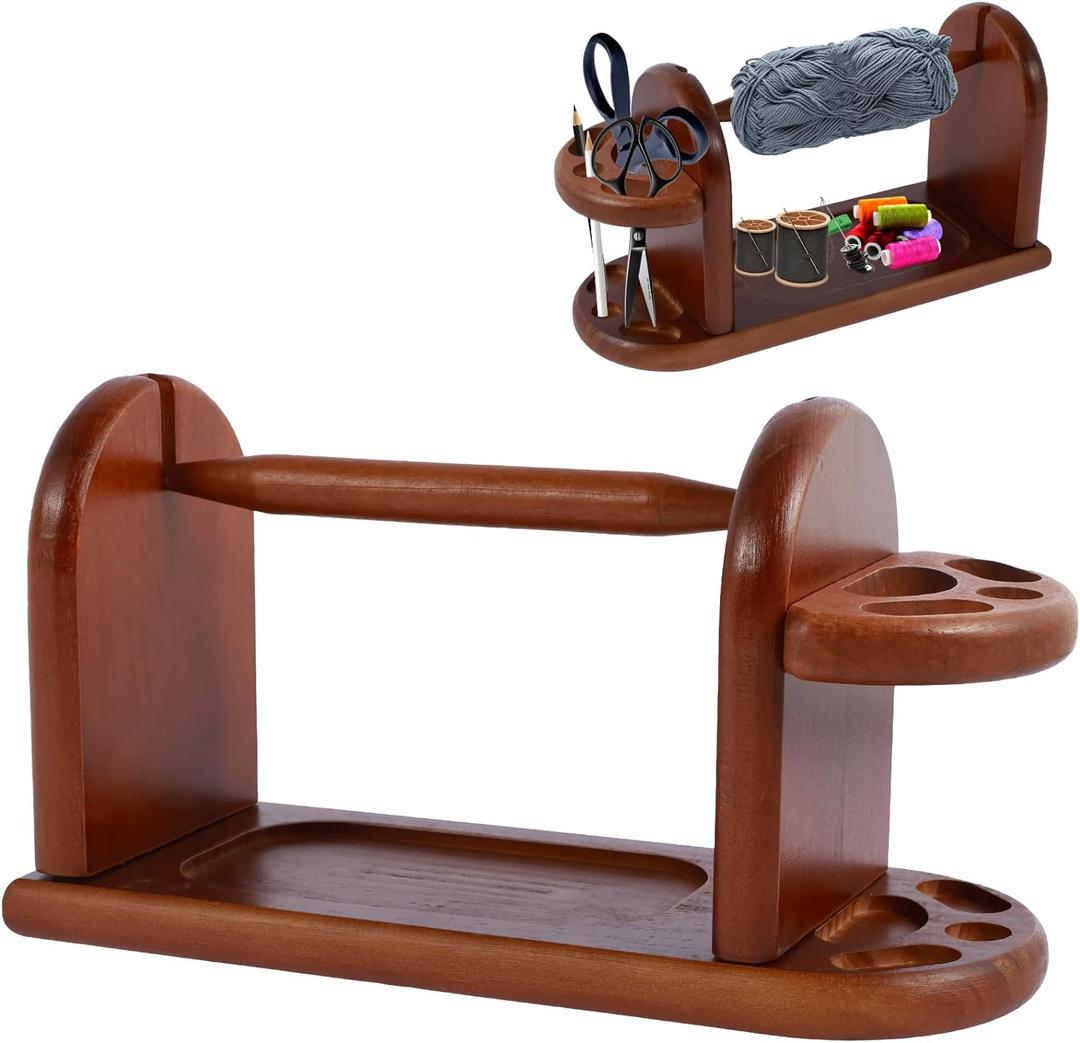 Wooden Yarn Holder for Knitting Crochet, Horizontal Yarn Spinner with Slots, Stable Yarn Rack Stand, Yarn Ball Dispenser, Yarn Storage Organizer Yarn Spinner Holder, Crochet for Knitting Lovers