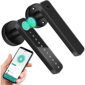 Fingerprint Door Lock, Smart Fingerprint Door Knob, Keyless Entry Door Locks with Handle, Biometric Electronic Door Knobs with Keypad for Bedroom Home Apartment