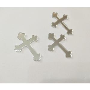 10pcs Acrylic Baptism Cross Cake Topper, Mirror Cross Cake Decor, Gold Holy Communion (4'', Silver Mirror)