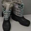 Knixmax Women's Winter Snow Boots Waterproof Mid Calf Booties Fur Lined Warm Outdoor Insulated Mucker Yard Skiing Hiking Boots Beige White EU 42