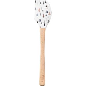 Tovolo Nordic Trees Woodland Christmas Holiday Silicone Spatula with Wood Handle for Cooking Baking Mixing Stirring, Spatulart Silicone Kitchen Utensils Winter Holiday Decor BPA Free Heat Resistant