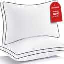 Premium Pillows Standard Size Set of 2, Fluffy and Supportive 7D Down Alternative Bed Pillow, Luxury Soft Hotel Quality Gusseted Pillow for Side Back Stomach Sleeper,Relief Neck Head and Shoulder Pain (White)