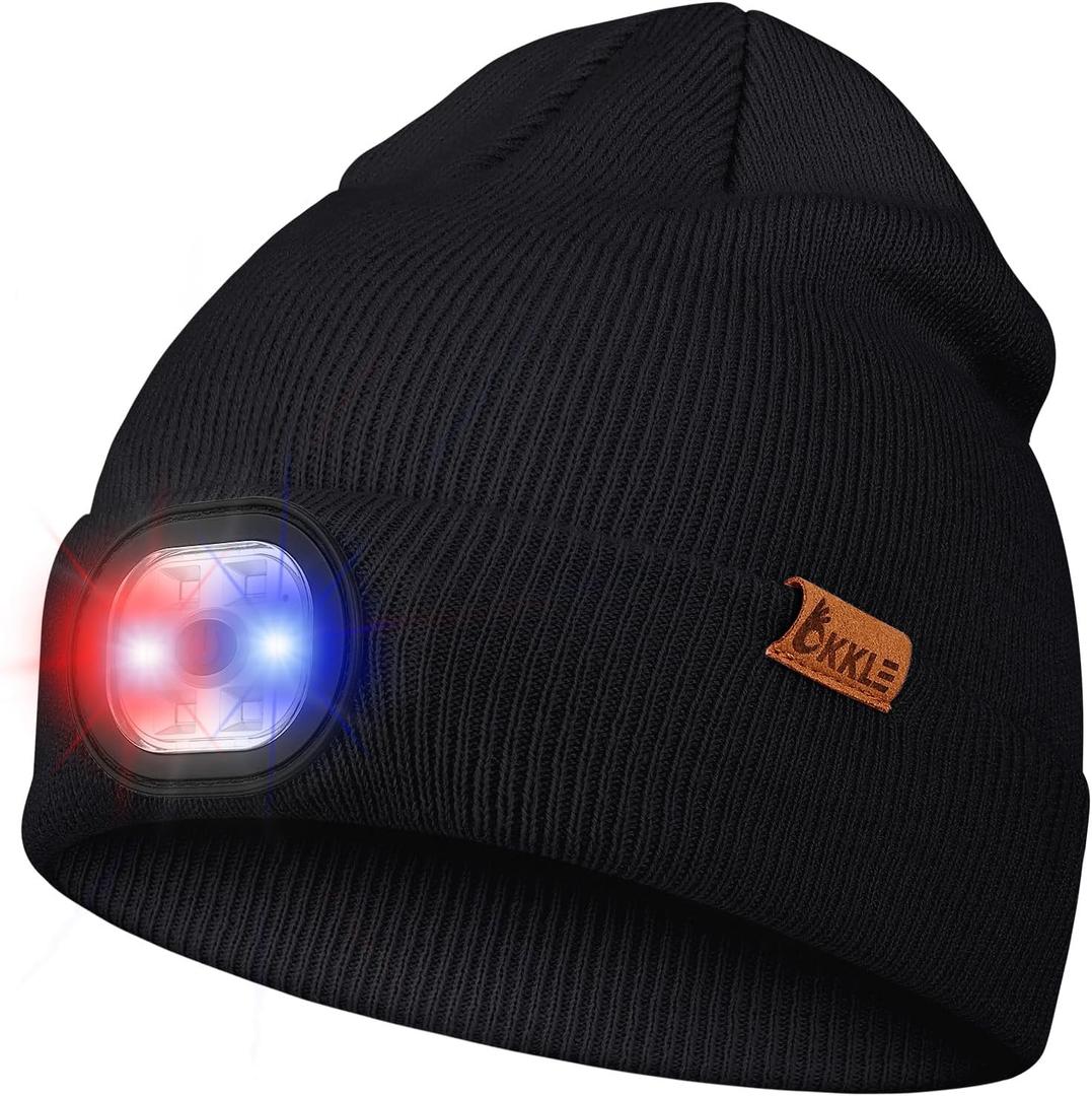 LED Beanie Hat with Light, USB Rechargeable Beanie for Men & Women  Great Gift for Dad, Husband, Him, Stocking Stuffer (Black)