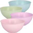 Greentainer 4-Piece Plastic Mixing Bowl Set, 113oz Lightweight Serving Bowls, Large Salad Bowls for Baking,Prepping, Cooking and Serving Food, Dishwasher & Microwave Safe (Pink-10in without lids)