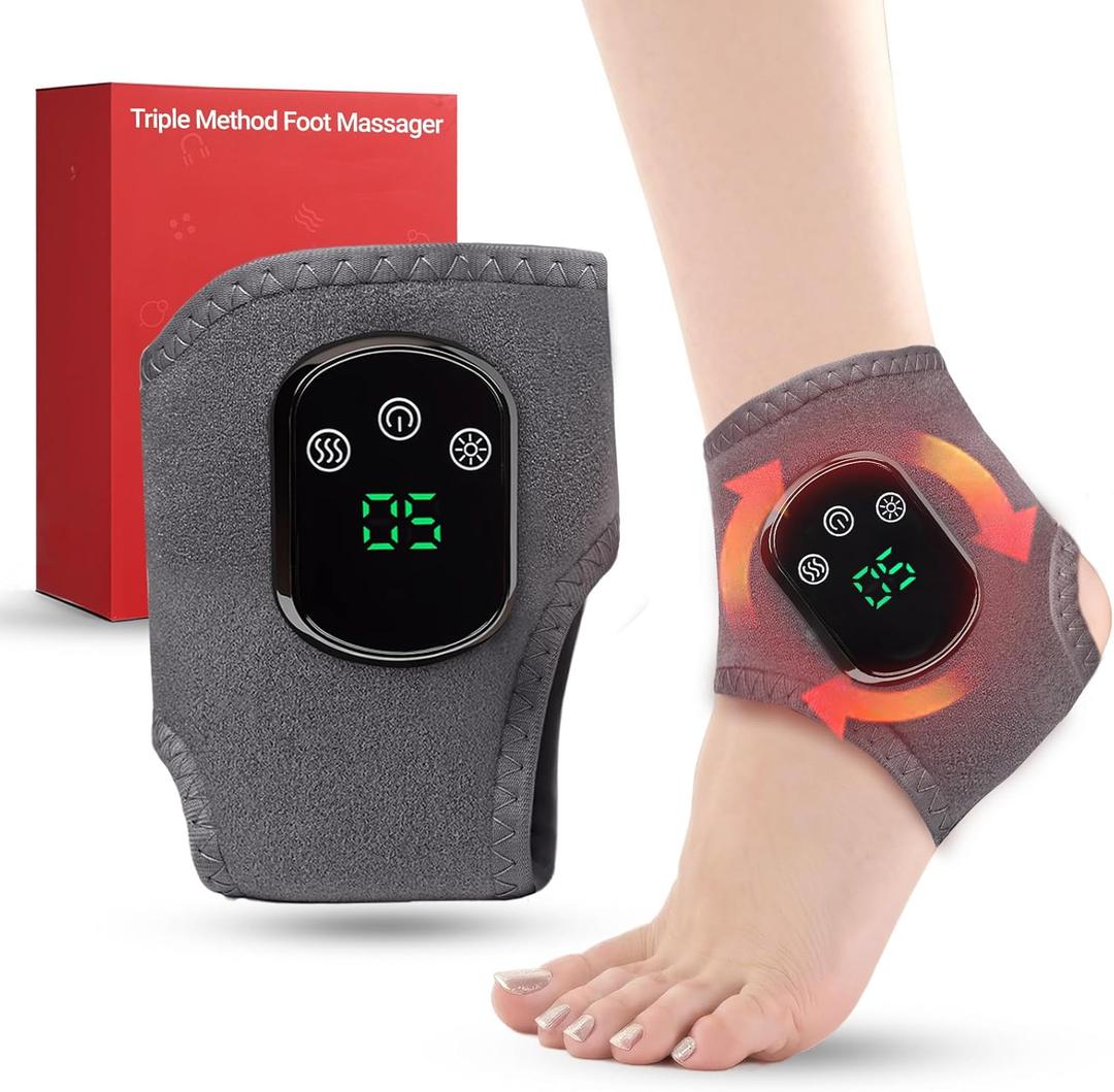 2026 Upgraded Foot Triple Method Massager - Cordless Heated Foot Massager with 5 Heat & 3 Vibration for Soreness Relief & Relaxation, Portable for Home, Office, Travel - Ideal Gift - 1-Pack Gray