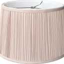 Beige Large Drum Lampshade, 14.5"Top x 16"Bottom x 10"High Pleated Fabric