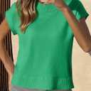 Saodimallsu Womens Cap Short Sleeve Sweater Vest Summer Casual Crew Neck Loose Knit Lightweight Pullover Tank Tops (Small, Green)
