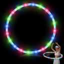 Jerify 4 Pack LED Hoop Light up LED Glowing Lights Fitness Exercise Hoops 10 Color Changing Exercise Glowing Hoop for Halloween Party Favors Dance Dark Fitness (36 Inch)
