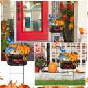 Thanksgiving Outdoor Decorations Metal Pumpkin Yard Stakes with Sunflower Pumpkin Welcome Fall Sign for Home Outside Garden Lawn Porch Thanksgiving Decorations