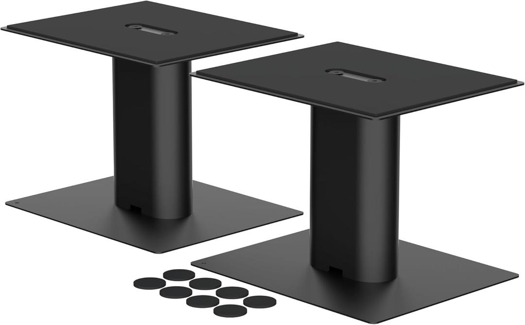Suptek 7.9 x 6.5" Universal Desktop Speaker Stands Pair for Bookshelf & Desktop Speakers 6.1" Tall Sturdy Base for Studio Monitors, PC, Gaming & Home Audio, Black, SDM003MB