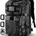 Hannibal Tactical MOLLE Assault Pack, Tactical Backpack Military Army Camping Rucksack, 3-Day Pack Trip w/USA Flag Patch, D-Rings, Black Camo