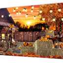 2 x CYLYH 7x5ft Halloween Photography Backdrop Hallowmas Eve Gloomy Devil Pumpkin Scarecrow Background Horrible Scary Nightmare Party Banner