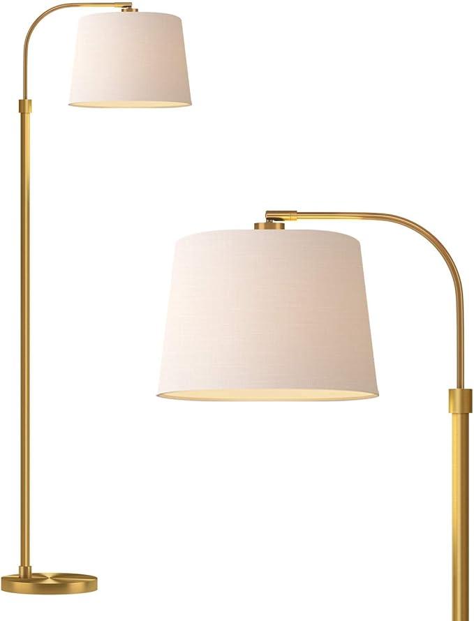 Oneach 62" Gold Floor Lamp for Living Rooms Tall Arc Standing Lamps for Bedrooms Industrial Corner Nursery Girls Kid Vintage MidCentury Modern Reading Light Office Antique Brass Shade Lantern