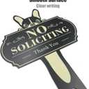 No Soliciting Sign for House - Funny Metal No Soliciting Outdoor Yard Signs for Door Yard Decoration Gifts for Dog Owner, for Home House and Business | Made with Iron 15"x9.5" (Plug into)