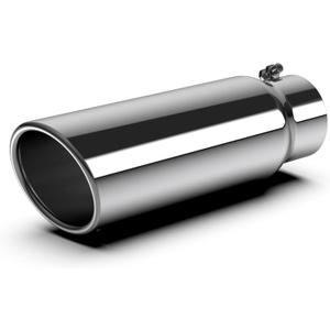 3 Inch Inlet Exhaust Tip - 3" Inlet 4" Outlet 12" Length - Bolt-on Silver Polished - Stainless Steel Rolled Edge Exhaust Tips