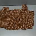 Floerns Women's Ladies Polka Dots Long Sleeve Ruffle Button Down Business Dressy Casual Office Shirts Blouses Tops (Coffee Brown)