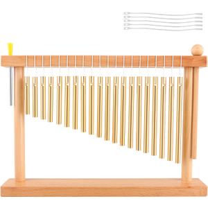 EASTROCK 20 Note Chime Table Wind Chime Bar Percussion Instrument Single Row Chime Hand Chimes Relaxing Meditation Healing Sound Desktop Decoration (Gold)