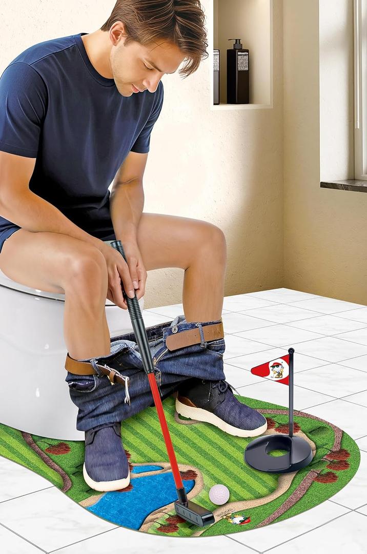 GOODLYSPORTS Toilet Golf, Mini Golf Game - Gag Gifts Funny Adult - Dad Gifts from Daughter, Funny Gift for Men, Adults, Boyfriend, Golfers, Birthday, Christmas - White Elephant Gifts for Adults