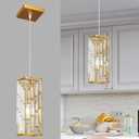 Gold Pendant Lighting Modern Pendant Light, Mini Crystal Chandeliers,Adjustable Pendant Light Fixture for Kitchen Island Dinning Room Bedroom (1 Pack)