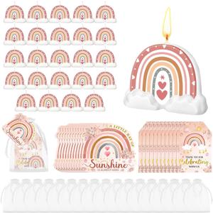 Conelist 24 Sets Boho Baby Shower Decorations Rainbow Candle Tealight with Organza Bag and Thank You Card Bulk Baby Shower Party Favors Gifts Christian Decor for Guest Inspirational Birthday Wedding, 1 Count