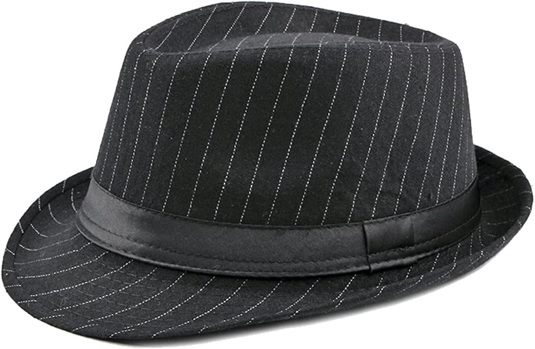 Unisex Classic Manhattan Structured Gangster Trilby Fedora Hat (One Size, Black)