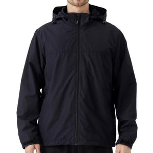 Men's Lightweight Hooded Jacket Waterproof Windbreaker Raincoat Shell Jacket for Outdoor Hiking Traval (Medium, Black)