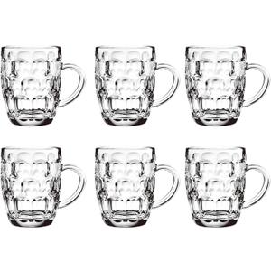 TUSAPAM Dimple Stein Beer Mug Set, 20 oz Beer Glasses with Handle, Glass Beer Mugs, Dishwasher and Freezer Safe, Clear and Sturdy, Set of 6