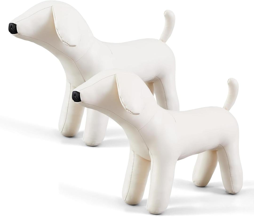 Yookeer 2Pcs Dog Mannequin Premium PU Leather Pet Clothing Display Stand, L, Large