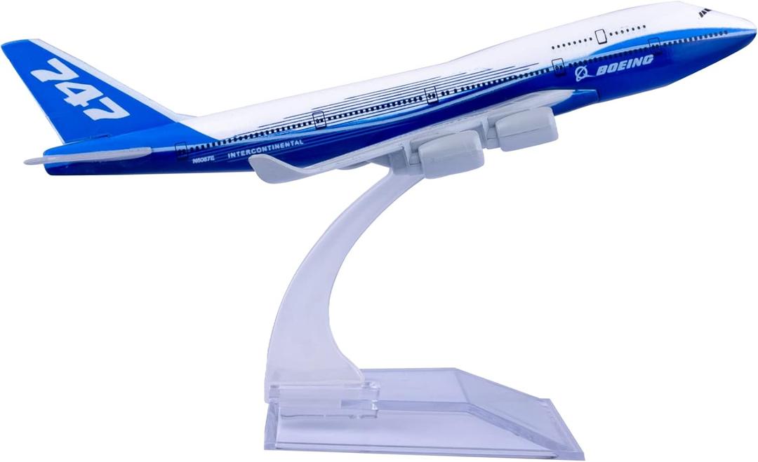 Diecast Airplanes 1:400 Scale Model Plane B747 Model Airplane Model for Decoration and Gift (Blue)