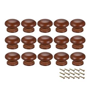 Round Wood Knobs,8Pcs 35mm Dia Cabinet Furniture Kitchen Pull Handle for Cupboard Table, Dark Red
