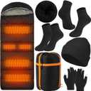 5 Pack Heated Sleeping Bag with Winter Beanies Gloves Thick Socks for Cold Weather Hiking Camping