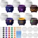 6 Sets Halloween Cauldron Ceramics to Painting Kits Ready to Paint Your Own Halloween Figurines DIY Unpainted Ceramics Witch Cauldron Statues Crafts for Kids Adult, 3.9 Inch