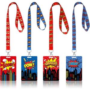 Liliaafar 4 Pcs Hero Badge Reel Supplies Colored Hero and City Badge Holder Reel Lanyard ID Card Holder with Lanyard for Students Teachers Nurses Office Workers